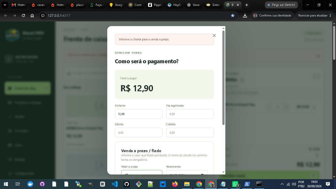 Venda a prazo no Bacuri PDV